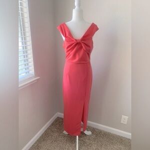 SHEIN Pink Asymmetrical Tie Front Cocktail Dress